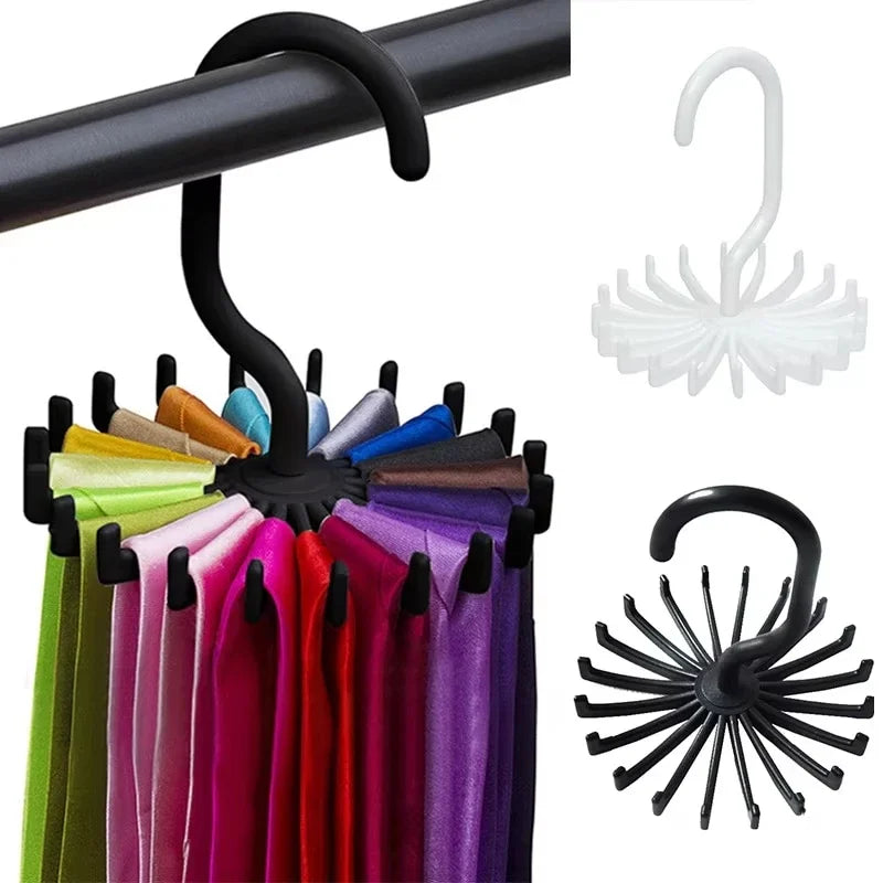 360 Degree Rotatable Tie Rack Scarf Organizer Silk Scarf Hanger
