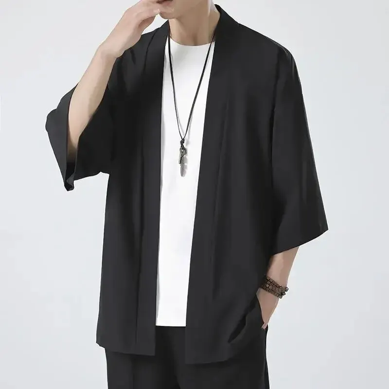 Men's Japanese Kimono Shirts Casual Open Stitch