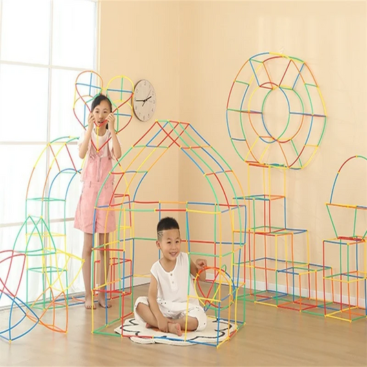 100 Pcs Straw Block Assembly Creative Toy Magic Smart Stick