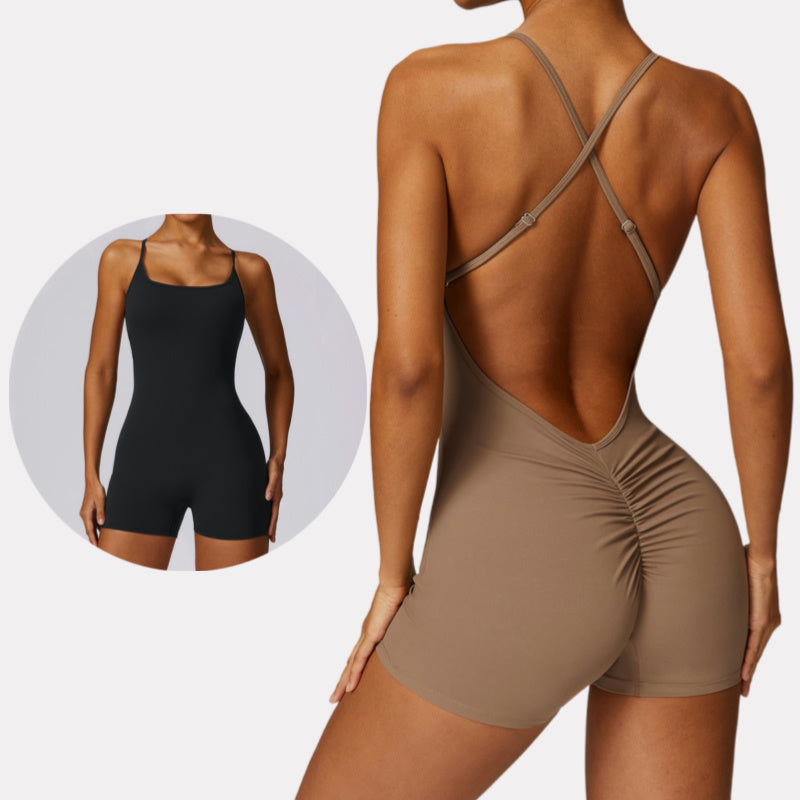 Cross Back Sport Romper Short Workout Romper Women GYM