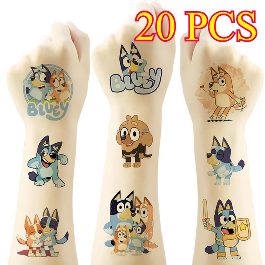 20pcs Bluey Family Bluey Tattoo Stickers Tattoo Sticker