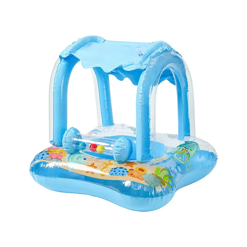 Baby Swimming Float with Sun Canopy Toddler Inflatable Swim Ring
