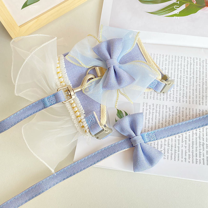 Cute Bowknot Cat Harness Leash Princess Cat Dress Costumes