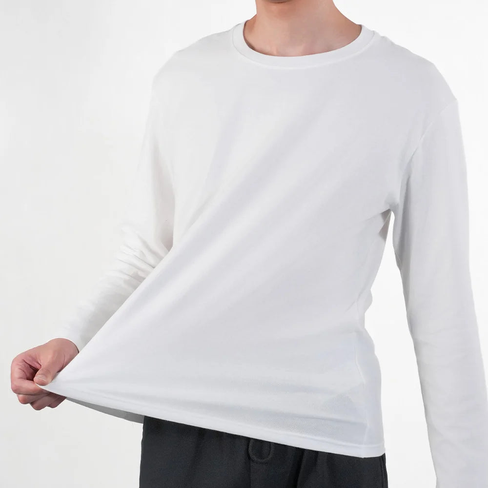 1PC Mens White Black Shirts Casual Long Sleeve Top Cotton Moisture