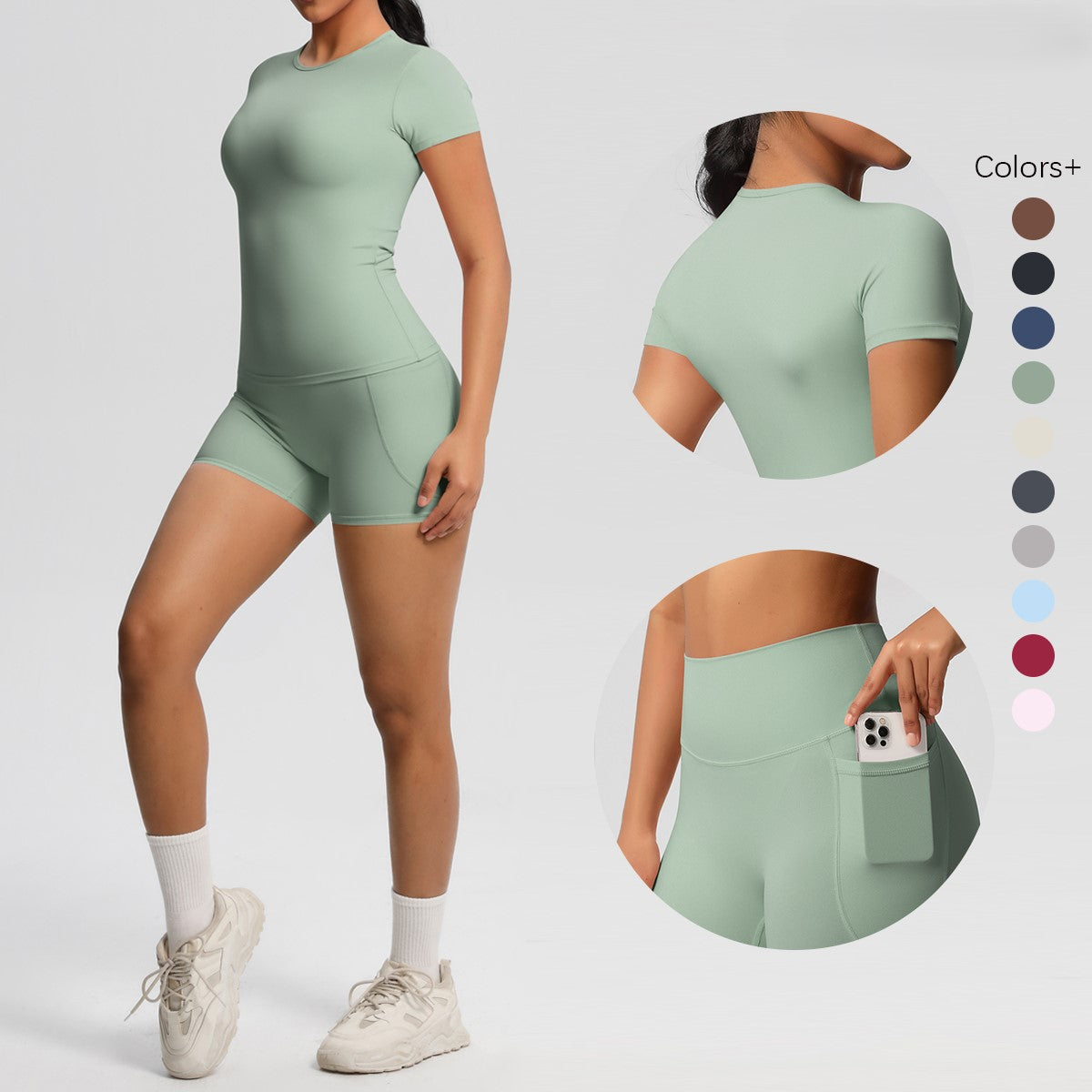 Workout Sportswear 2Pcs Piece Female Yoga Shirt