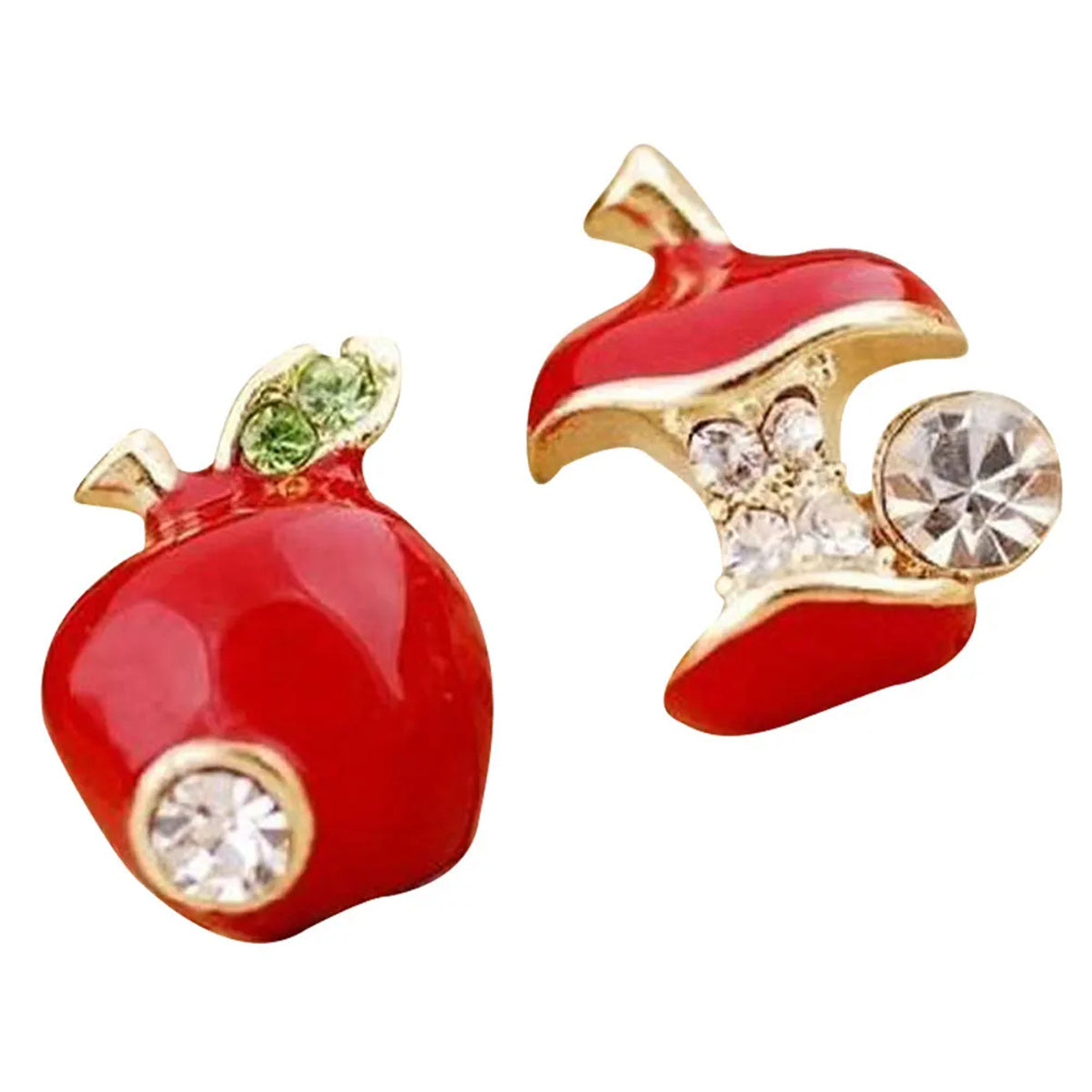 Cute Apples Earrings Women Red Green Asymmetric