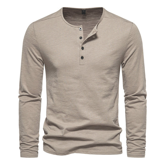 Men Long Sleeved T-shirt Cotton Slim Fit Bottoming Shirt Fitness