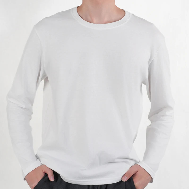 1PC Mens White Black Shirts Casual Long Sleeve Top Cotton Moisture