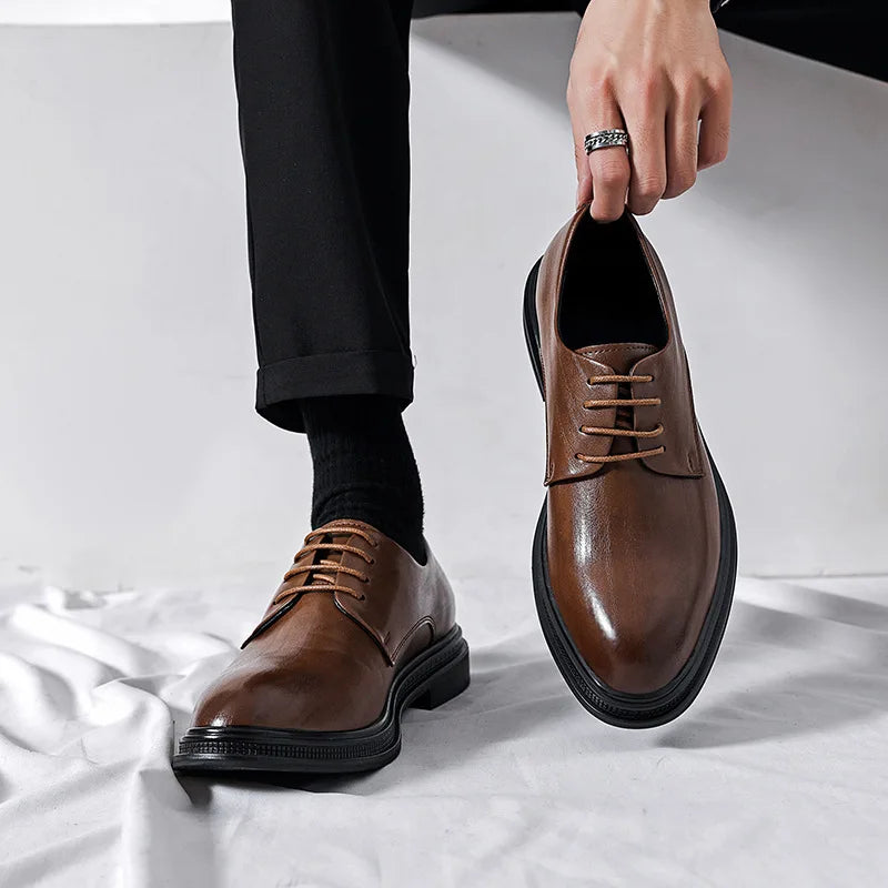 Men's Business Formal Shoes Pointed Toe Casual Wedding Work Leather