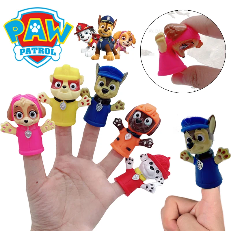 5pcs Paw Patrol Finger Puppet Cartoon Chase Skye Marshall Hand Puppet