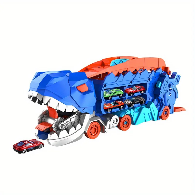 The transport dinosaur truck folds and slides 25 inches