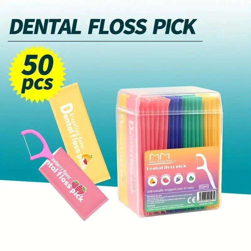 50pcs Fruit-Flavored Dental Flosser Picks