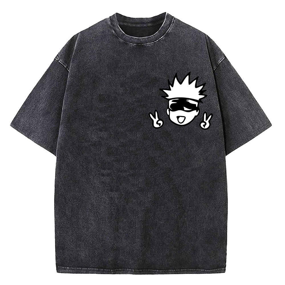 Anime Jujutsu Kaisen Gojo Satoru T Shirts Washed Men T shirt