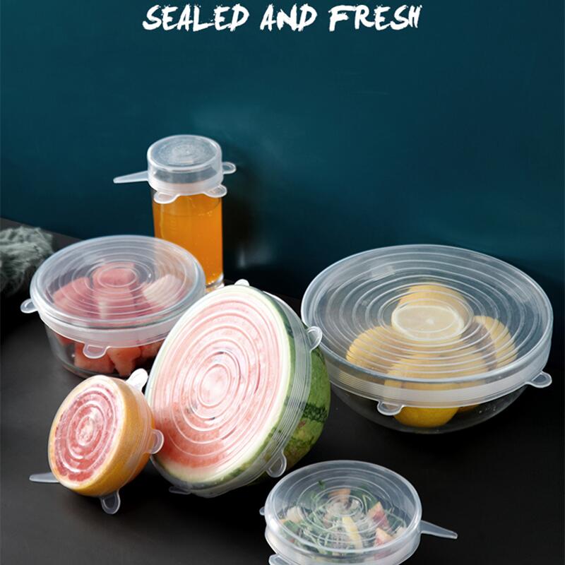 6 PCS Reusable Silicone Covers Caps Adaptable Silicone Lids