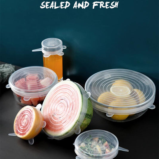 6 PCS Reusable Silicone Covers Caps Adaptable Silicone Lids