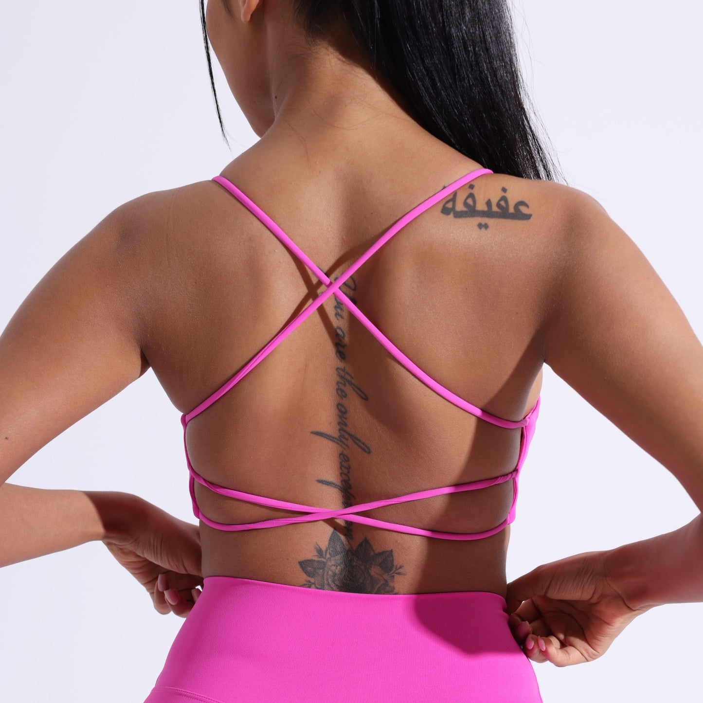 Solid Color Gym Yoga Underwear Women Cross Back Straps