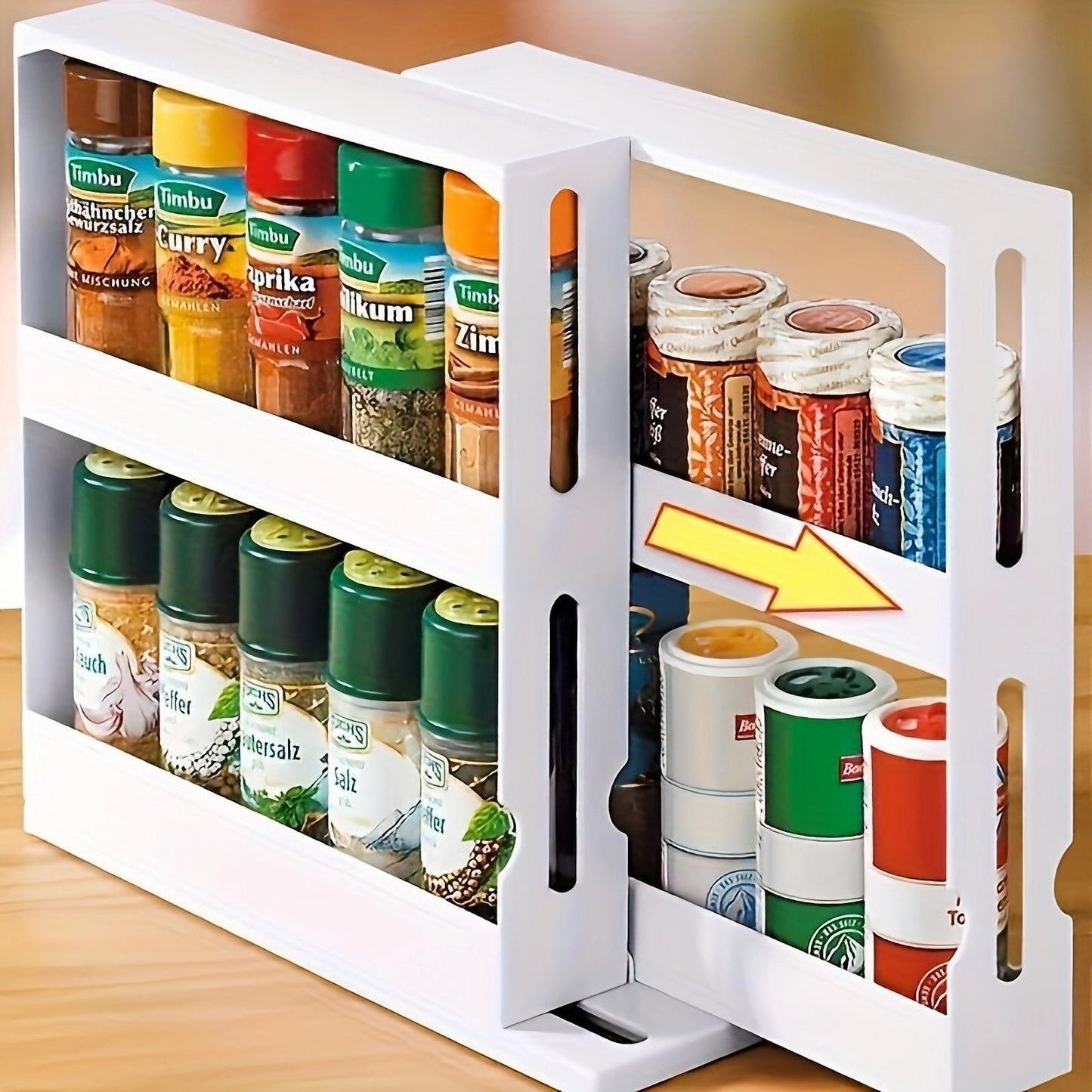 1 PC spice storage rack,90 degree swivel item storage rack