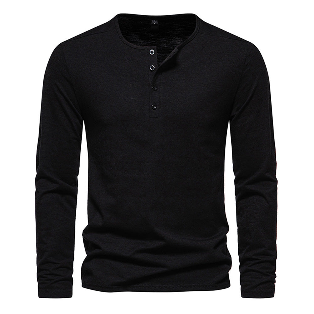 Men Long Sleeved T-shirt Cotton Slim Fit Bottoming Shirt Fitness