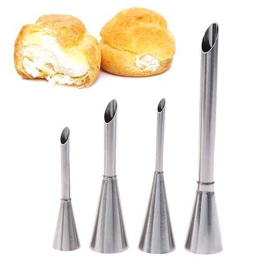 4Pcs set Stainless Steel Puff Cream Nozzles Cake Icing Piping Tip