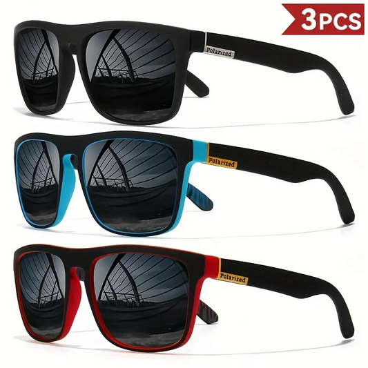 3PCS Fantasy cool classic polarized square fashion glasses for men