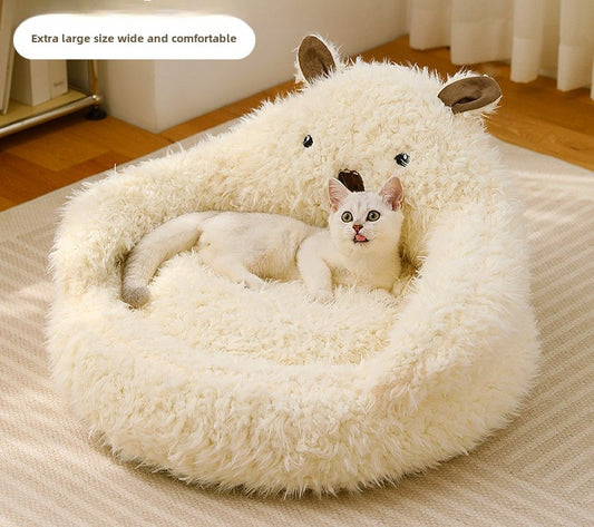 New alpaca cat litter winter warm kennel deep sleep cat