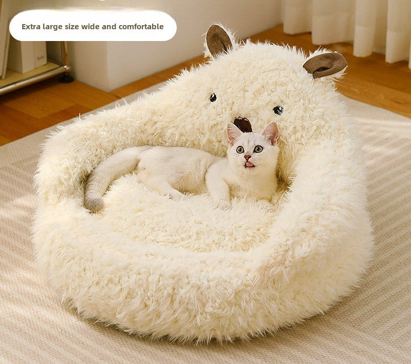 New alpaca cat litter winter warm kennel deep sleep cat
