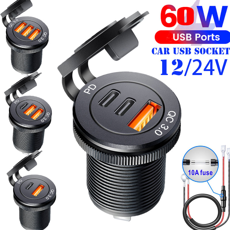 Usb socket in the car Quick Charge PD 3.0 Car Charger 60W