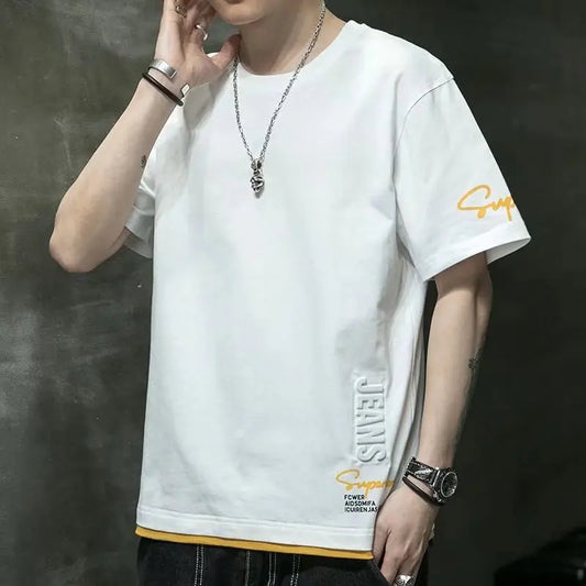 Trendy Summer Thin Youth Short Sleeve T-Shirt Round Neck