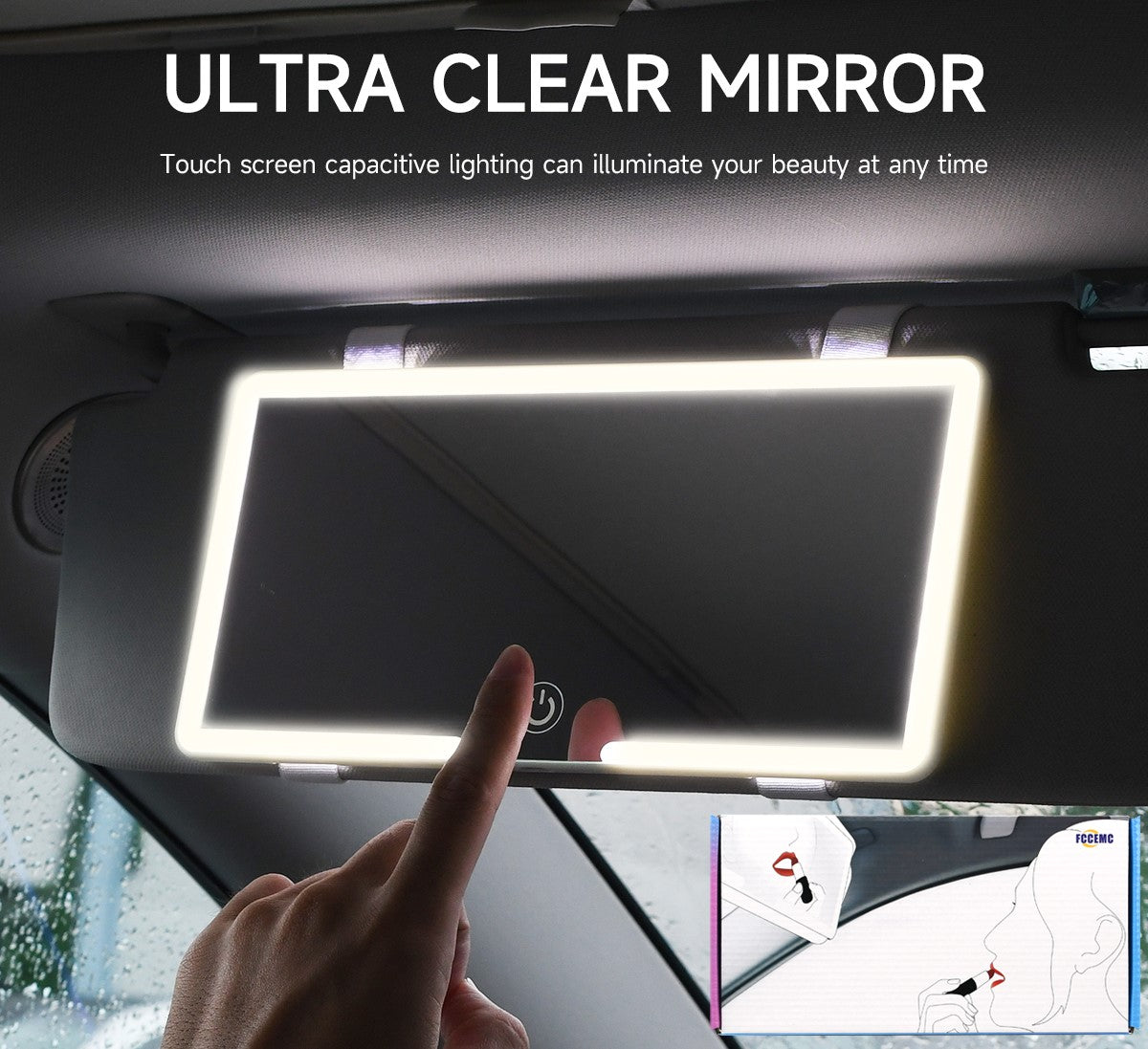 Car Interior Mirrors Sun Visor Plate LED HD Makeup