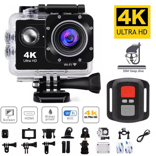 4K Action Camera 1080P/30FPS WiFi 2.0" 170D Underwater Waterproof