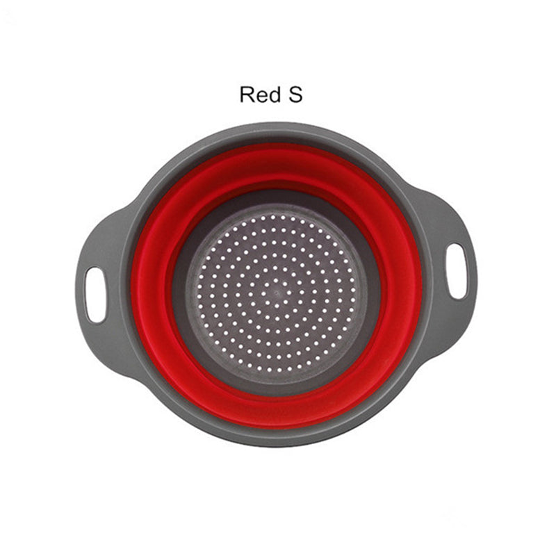 Round Collapsible Colander Silicone Kitchen Fruit Vegetable Washing Basket