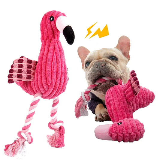Cute Flamingo Plush Dog Toys Funny Interactive Squeaky