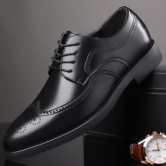 Men Classic Retro Brogues Men Lace Up Business Leather Shoes