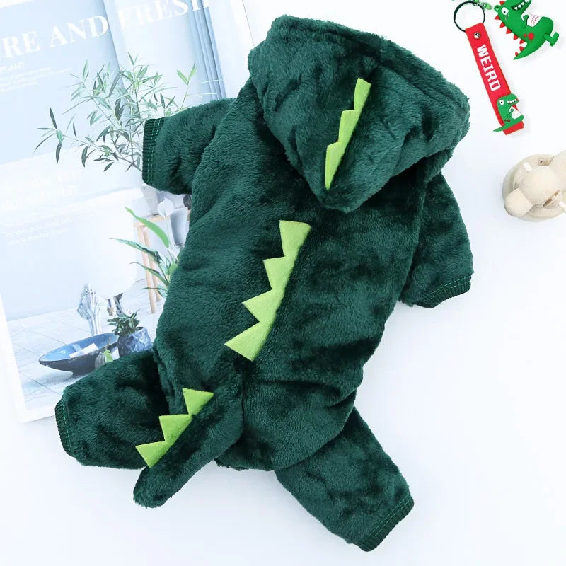 Dinosaur Dog Clothes Fleece Pet Jumpsuits Winter Warm Dog Coat
