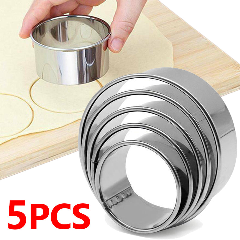 5pcs Round Biscuit Mold Stainless Steel Dumpling Skin Cutting Mould