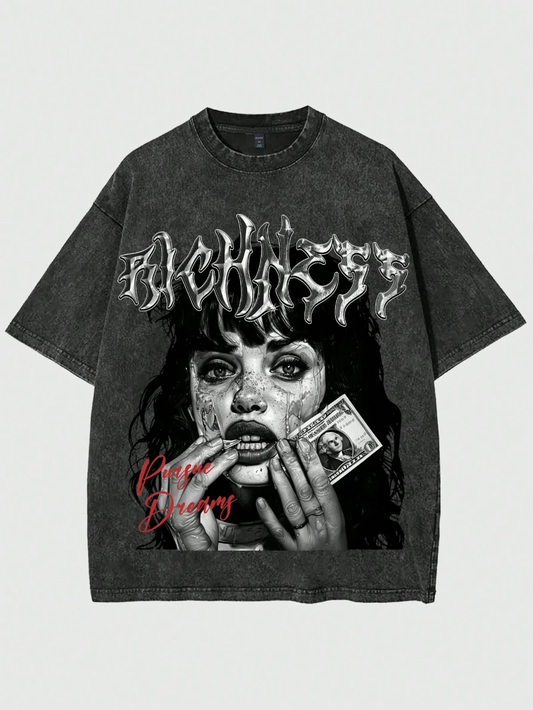 Vintage Portrait Graphic Washed Cotton T-shirt Unisex