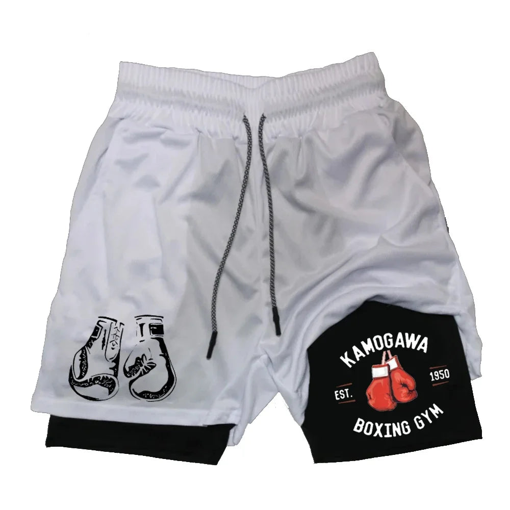 Men's compression gym shorts, boxing printed sports pant