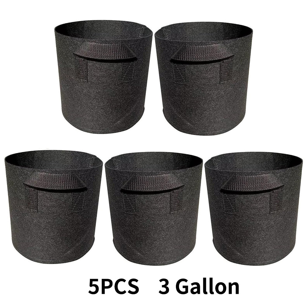 5-Pack Grow Bags/Aeration Fabric Pots with Handles
