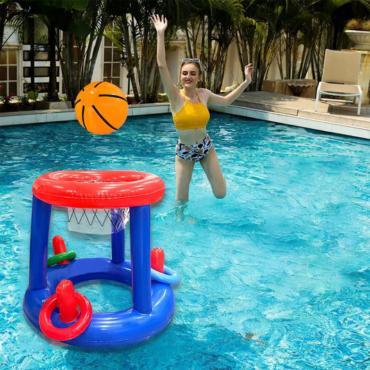1pc Blue Inflatable Basketball Rack With Rings