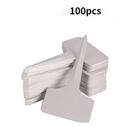 100pcs White Plastic PVC Plant T-type Tags Markers