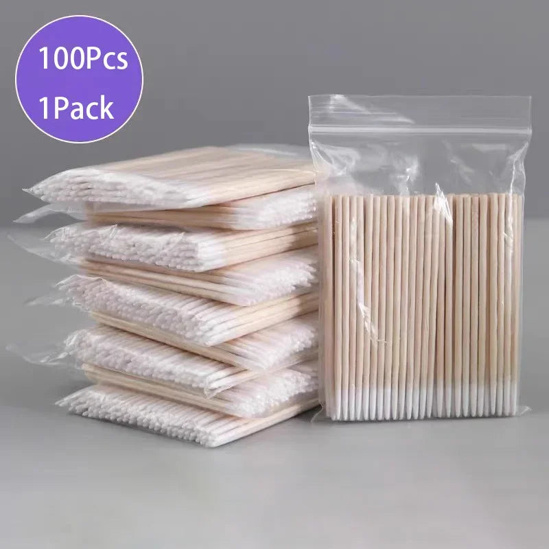 Nails Wood Cotton Swab Clean Sticks