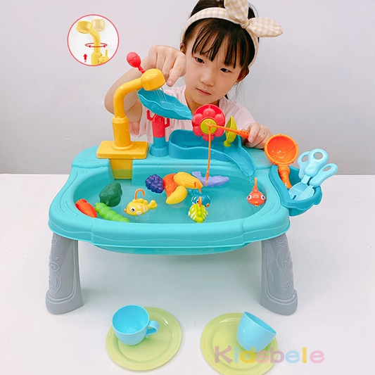Kids Kitchen Sink Toys Electric Dishwasher Playing Toy