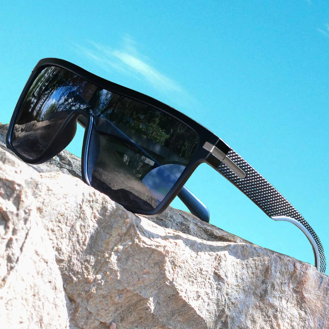 Polarized Sunglasses For Men Oversize Square Anti UV400 Male Mirror