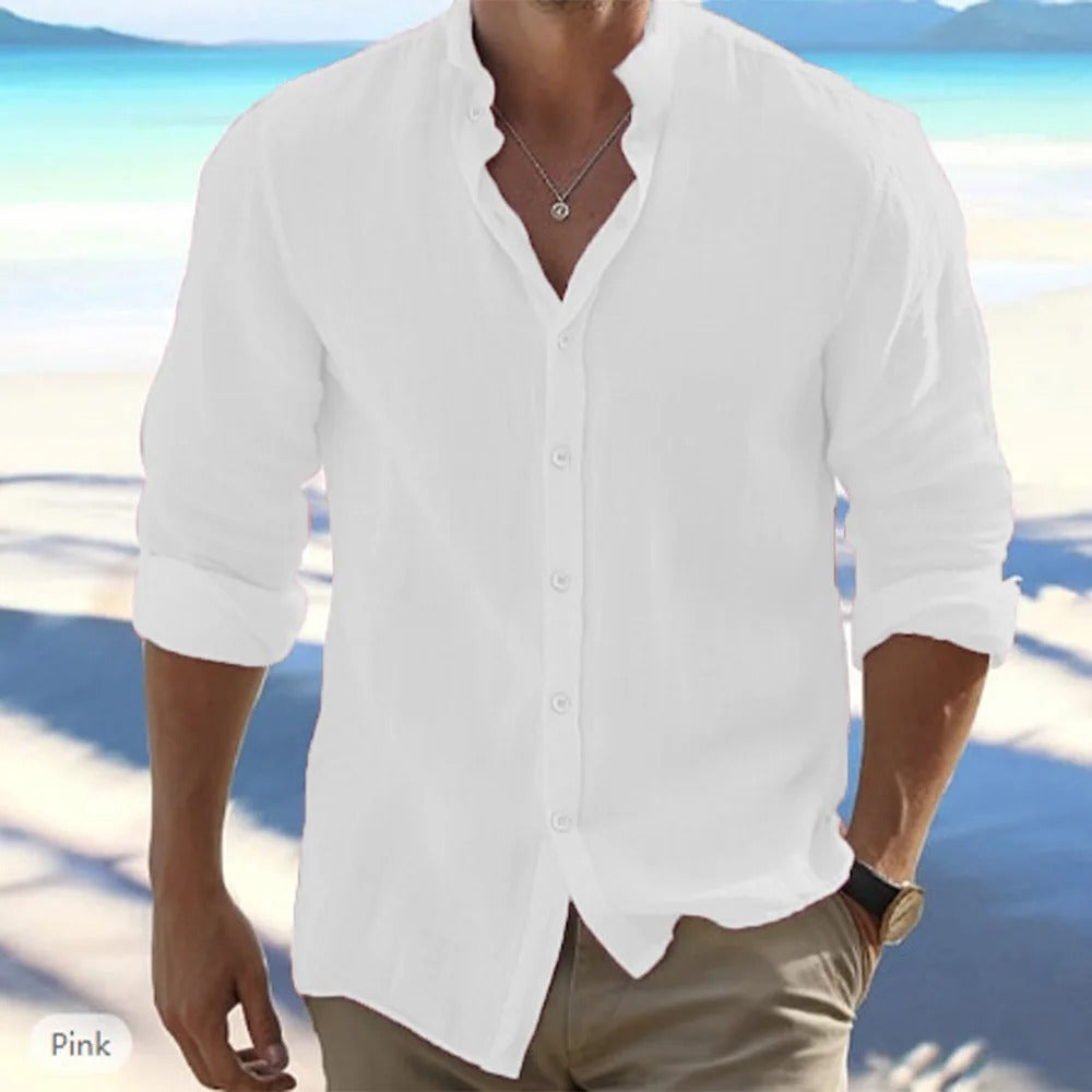 Men's Long-Sleeved Cotton Linen Summer Hot Sale Beach Style Shirts