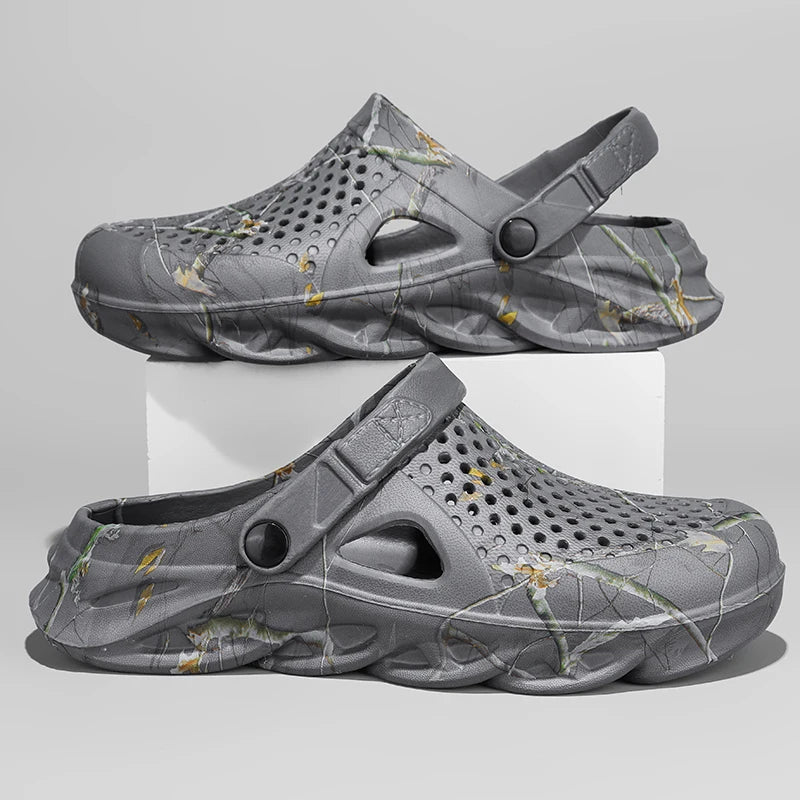 Men Summer Slippers thick Sole Mens clogs Sandals Hollow Breathable