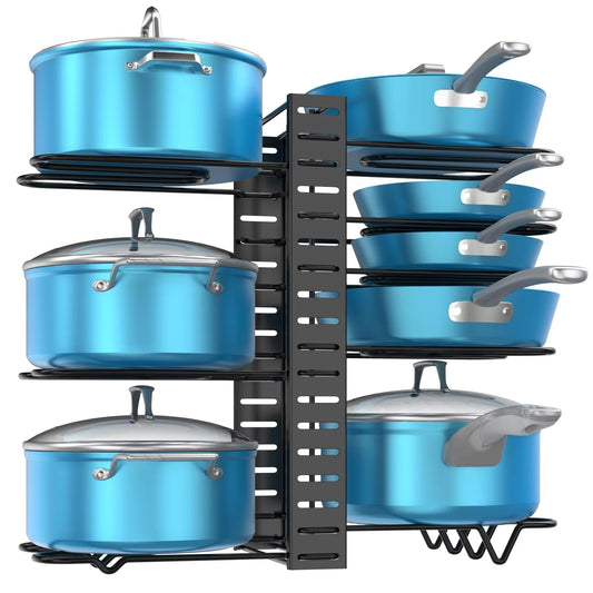 Pot Rack Organizer Under Cabinet,8 Tier Adjustable Pot Organizer