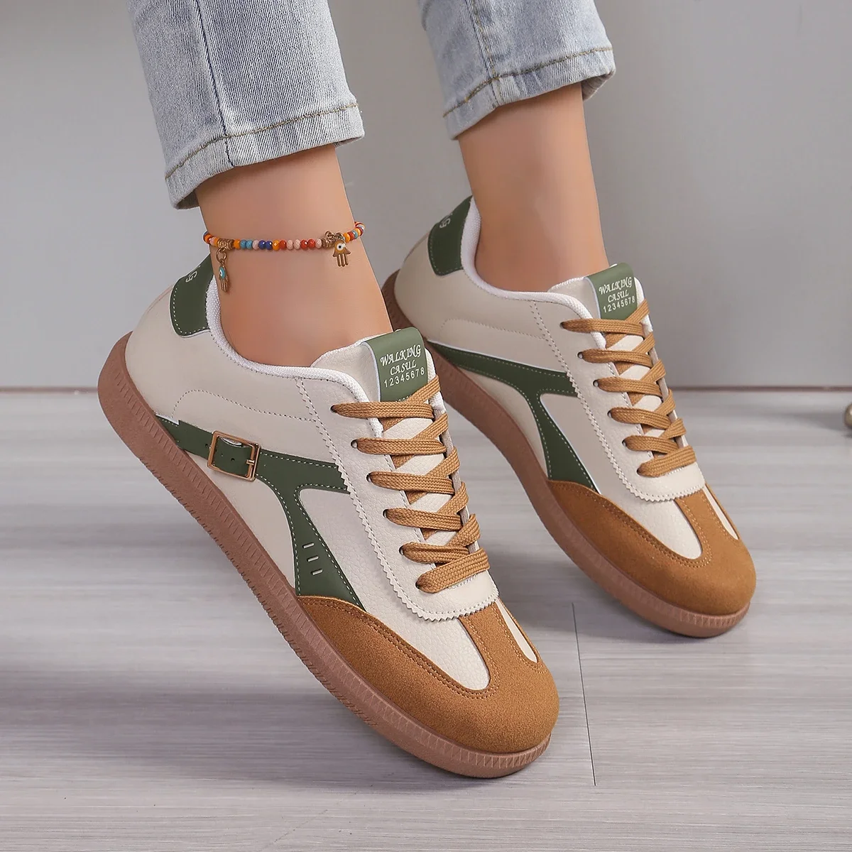 New Ladies Green Sneakers Soft-soled Comfortable