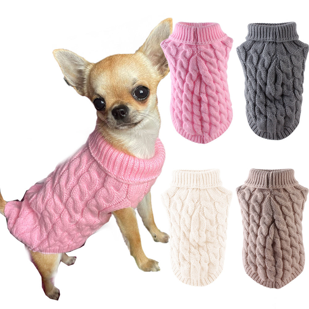 Classic Solid Chihuahua Puppy Dog Sweater for Small Dogs Winter Warm