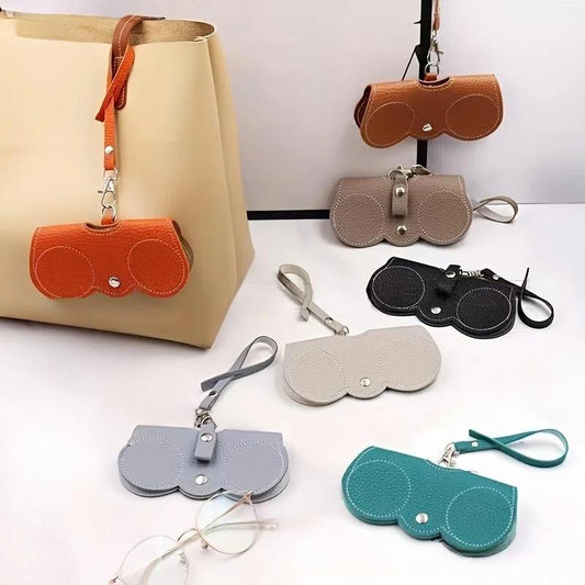Litchi Embossed Glasses Cover Cute Hanging PU Leather