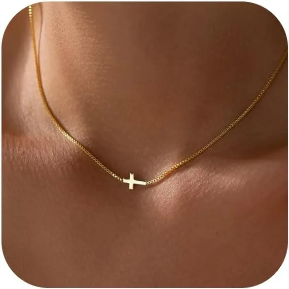 Cross Necklace for Women 14K Gold Plated